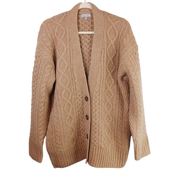 J.Crew Women's SZ S Cable-Knit Stretch Cardigan Sweater Merino Wool Alpaca Blend - Picture 2 of 6